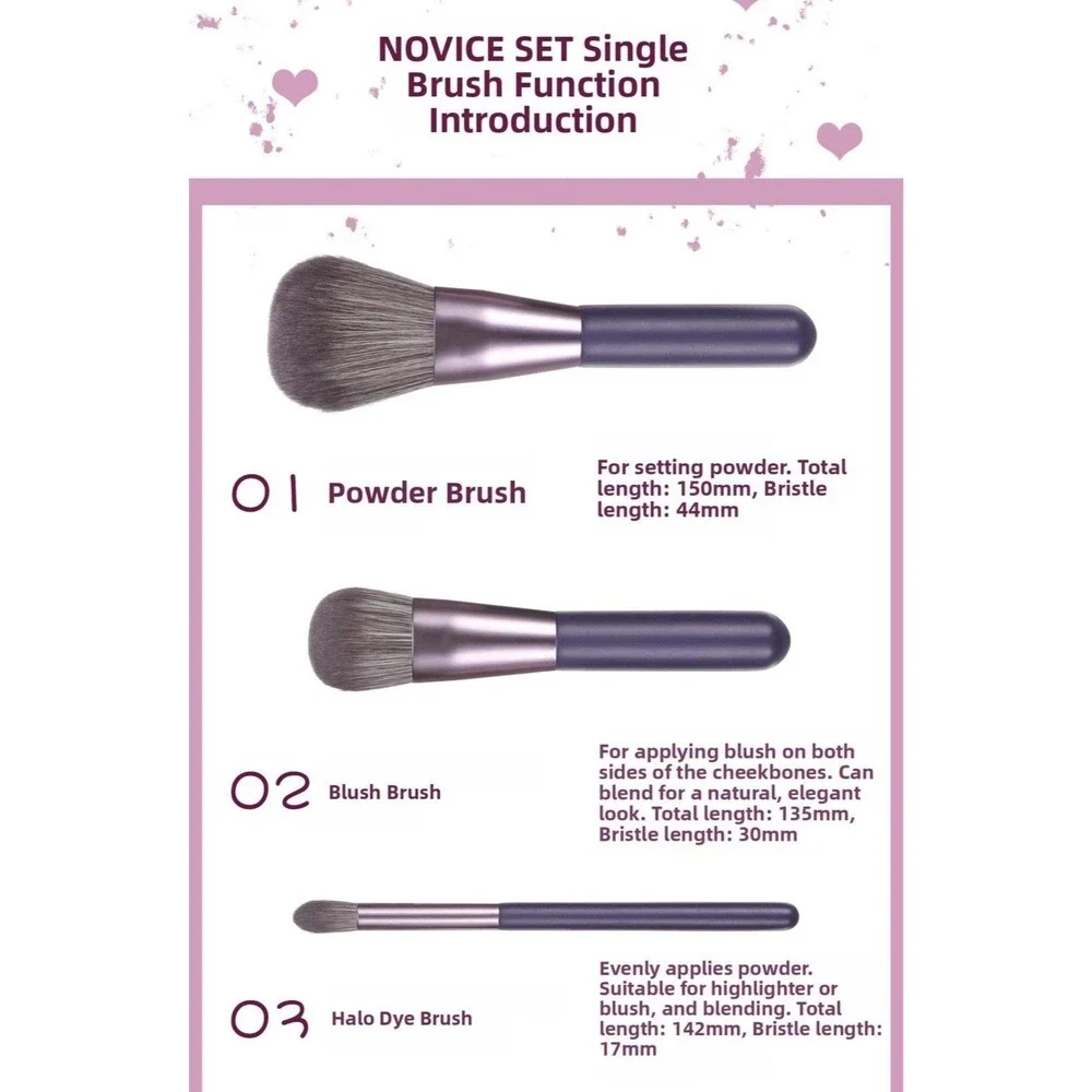 Professional 7-Piece Makeup Brush Set With Travel Case Pastel Pink NEW